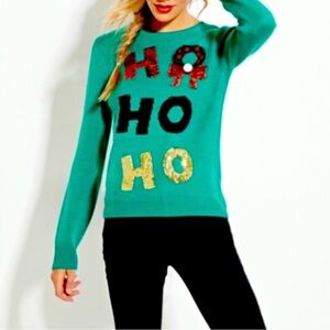 Forever 21 Green Embellished Sequins Ugly Christmas Sweater Juniors Small